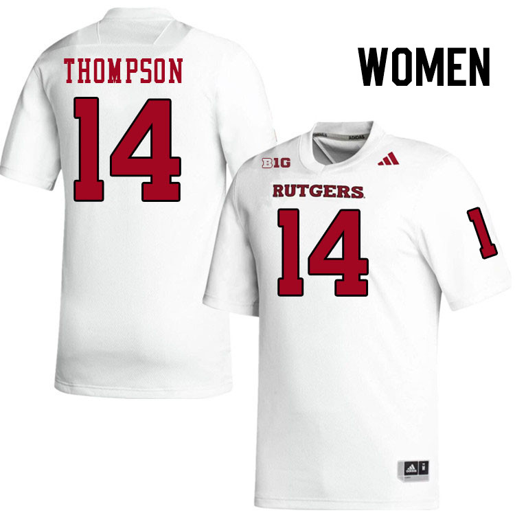 Women #14 Jordan Thompson Rutgers Scarlet Knights 2024 College Football Jerseys Stitched-White